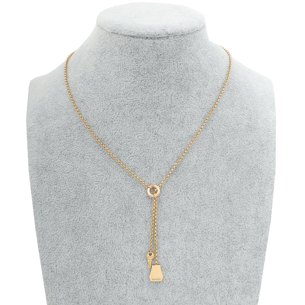 Hermes 18K Rose Gold Kelly Clochette Necklace