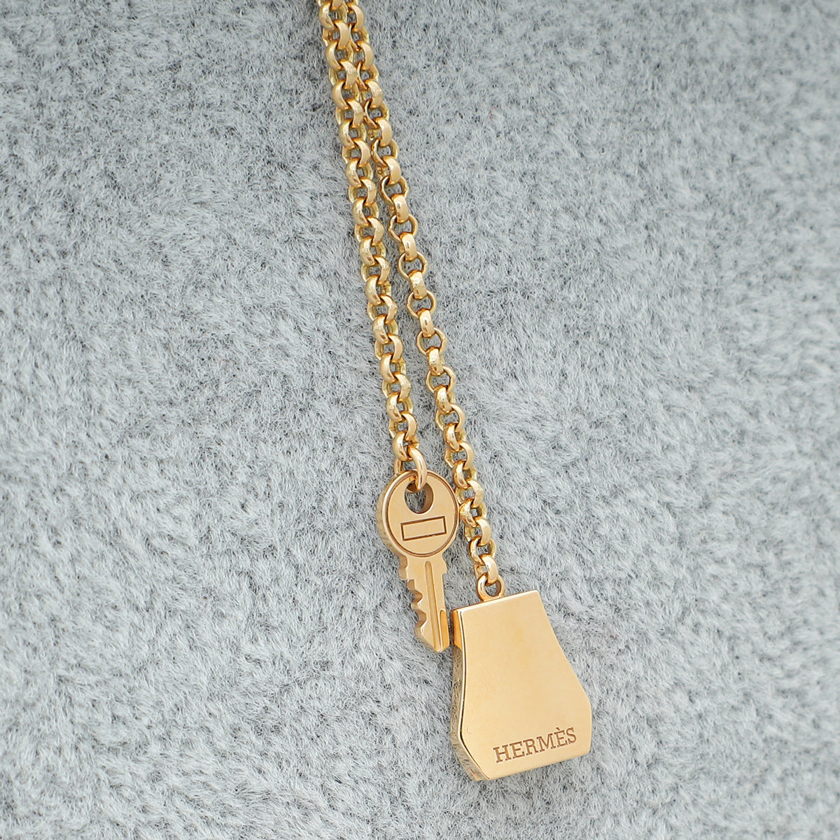 Hermes 18K Rose Gold Kelly Clochette Necklace