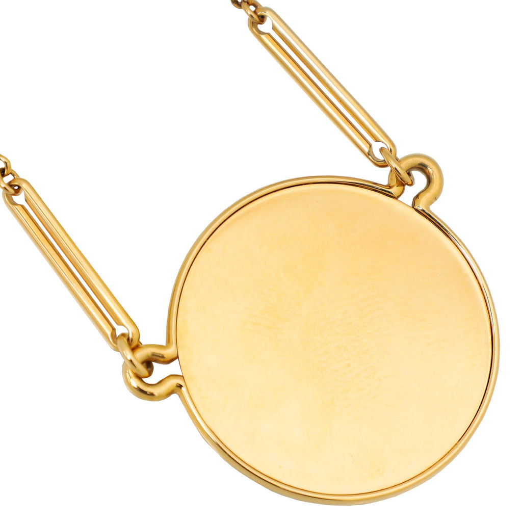 Hermes 18K Rose Gold Ex-Libris Pendant, Very Large Model Necklace