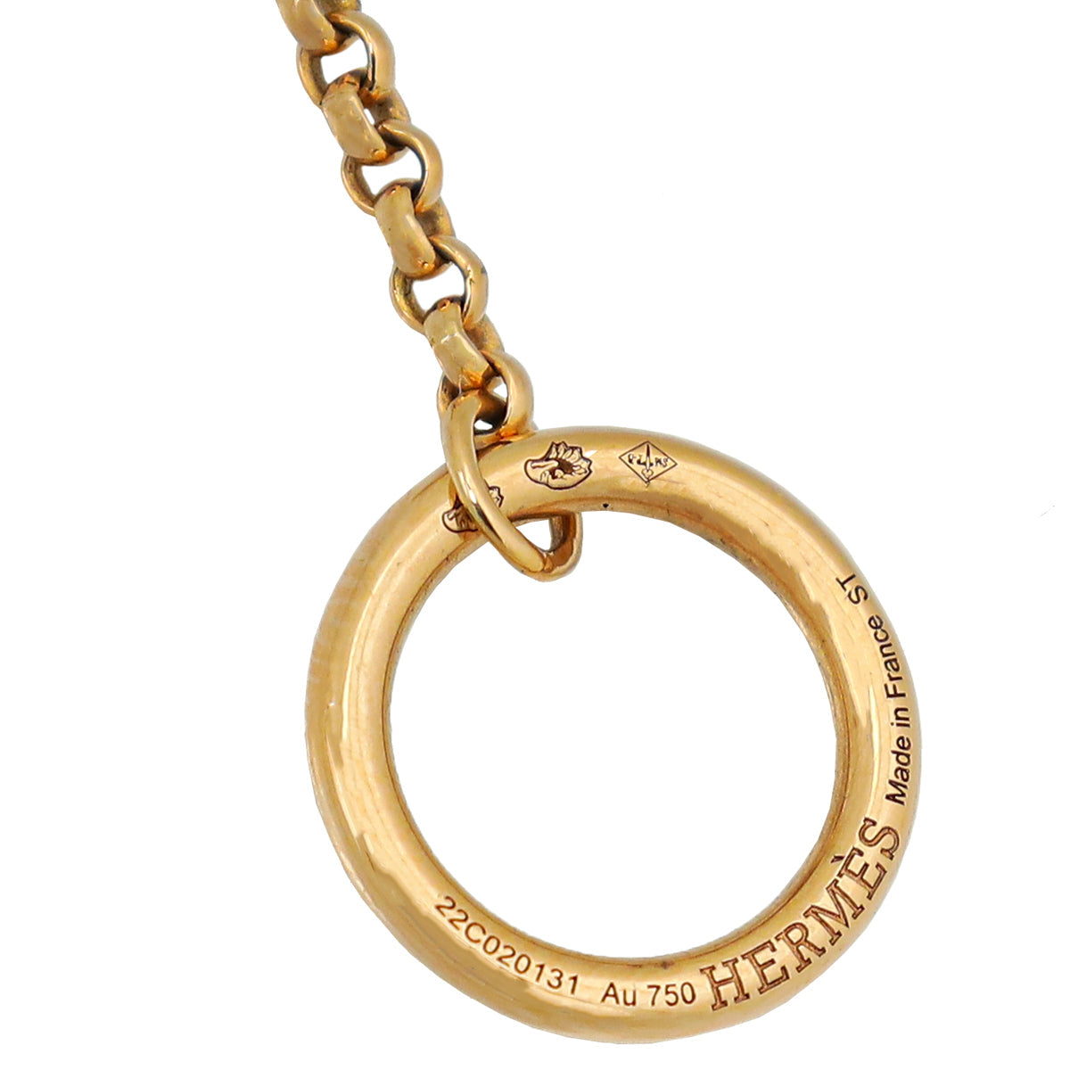 Hermes 18K Rose Gold Ex-Libris Pendant, Very Large Model Necklace