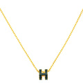 Hermes Vert Lacquered Mini Pop H Pendant Necklace