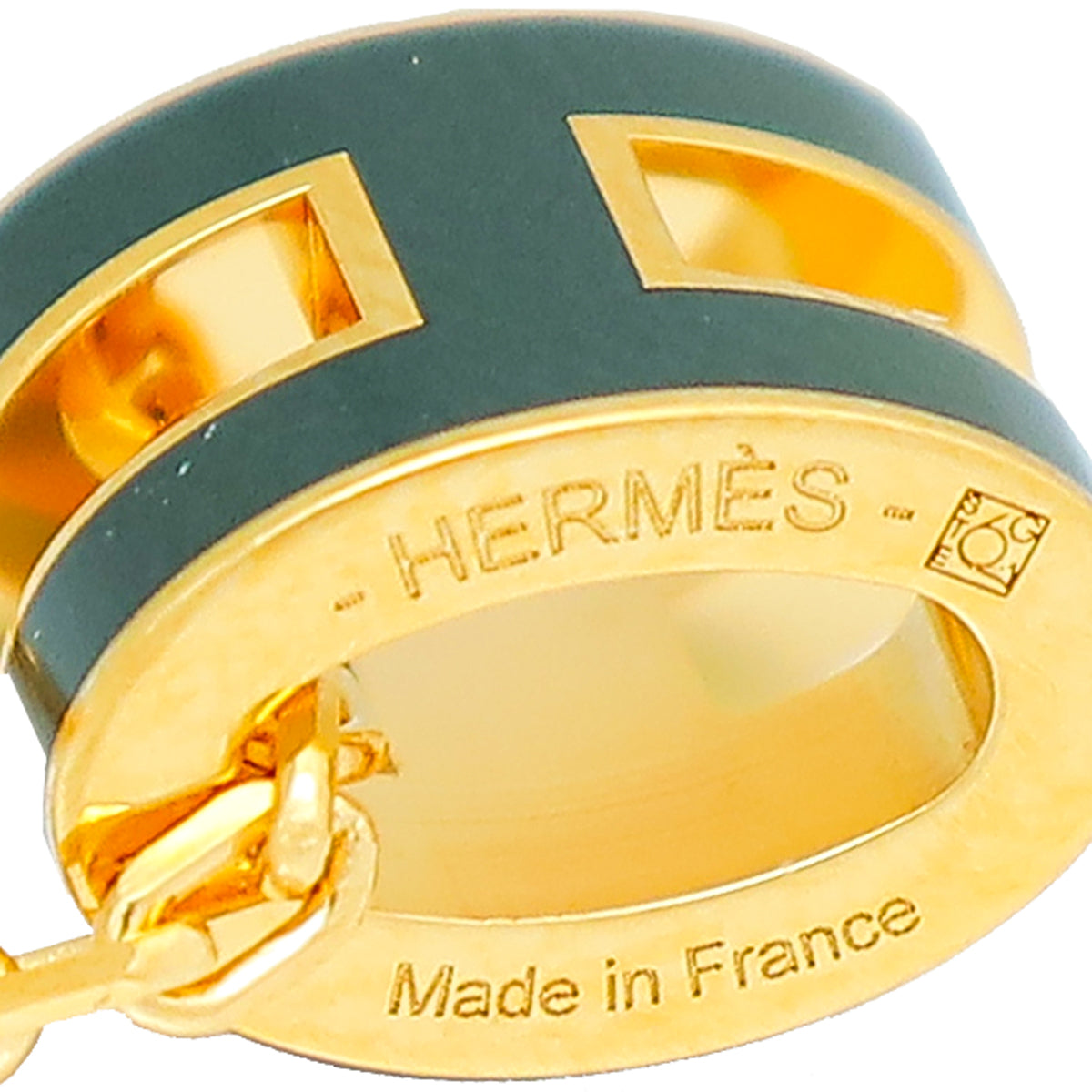 Hermes Vert Lacquered Mini Pop H Pendant Necklace