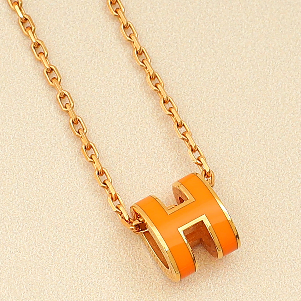Hermes Orange Mini Pop H 40cm Necklace