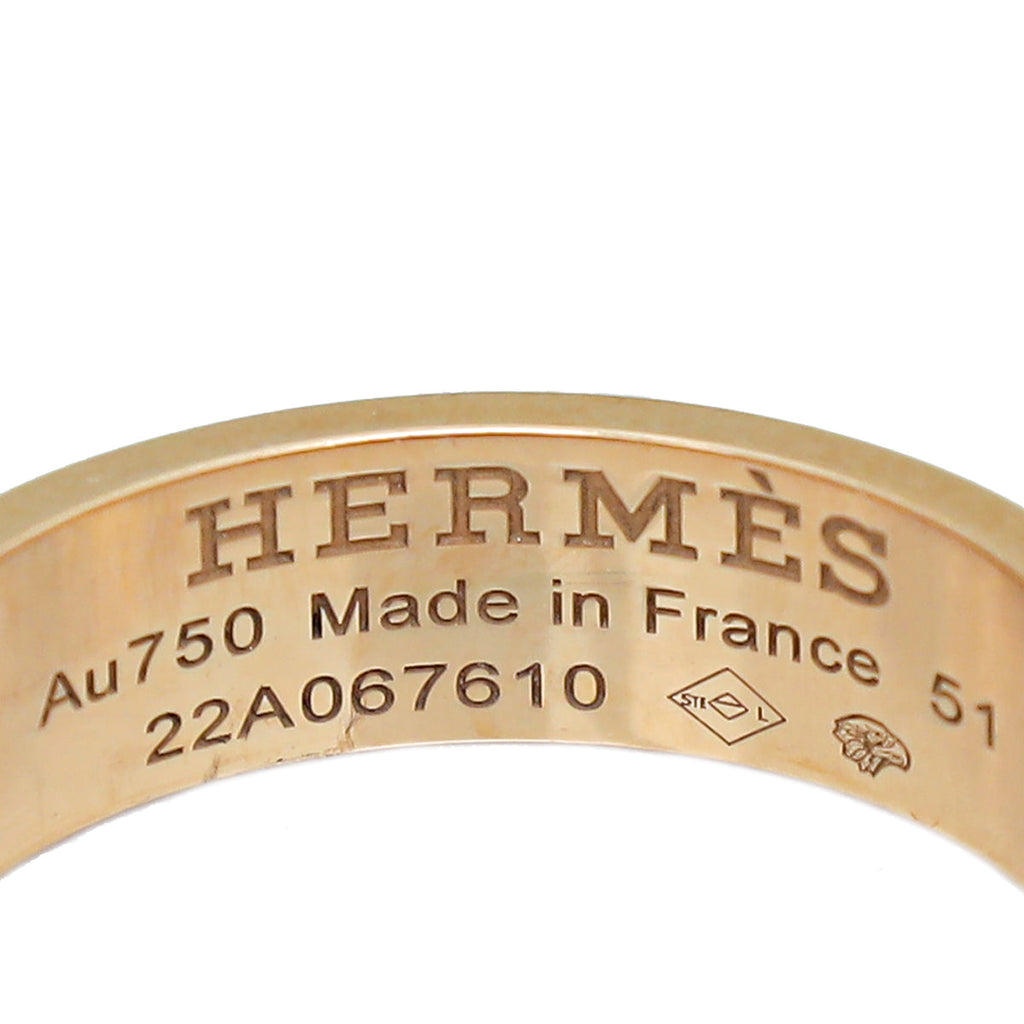 Hermes 18K Rose Gold Diamond Collier De Chien Pave Ring 51