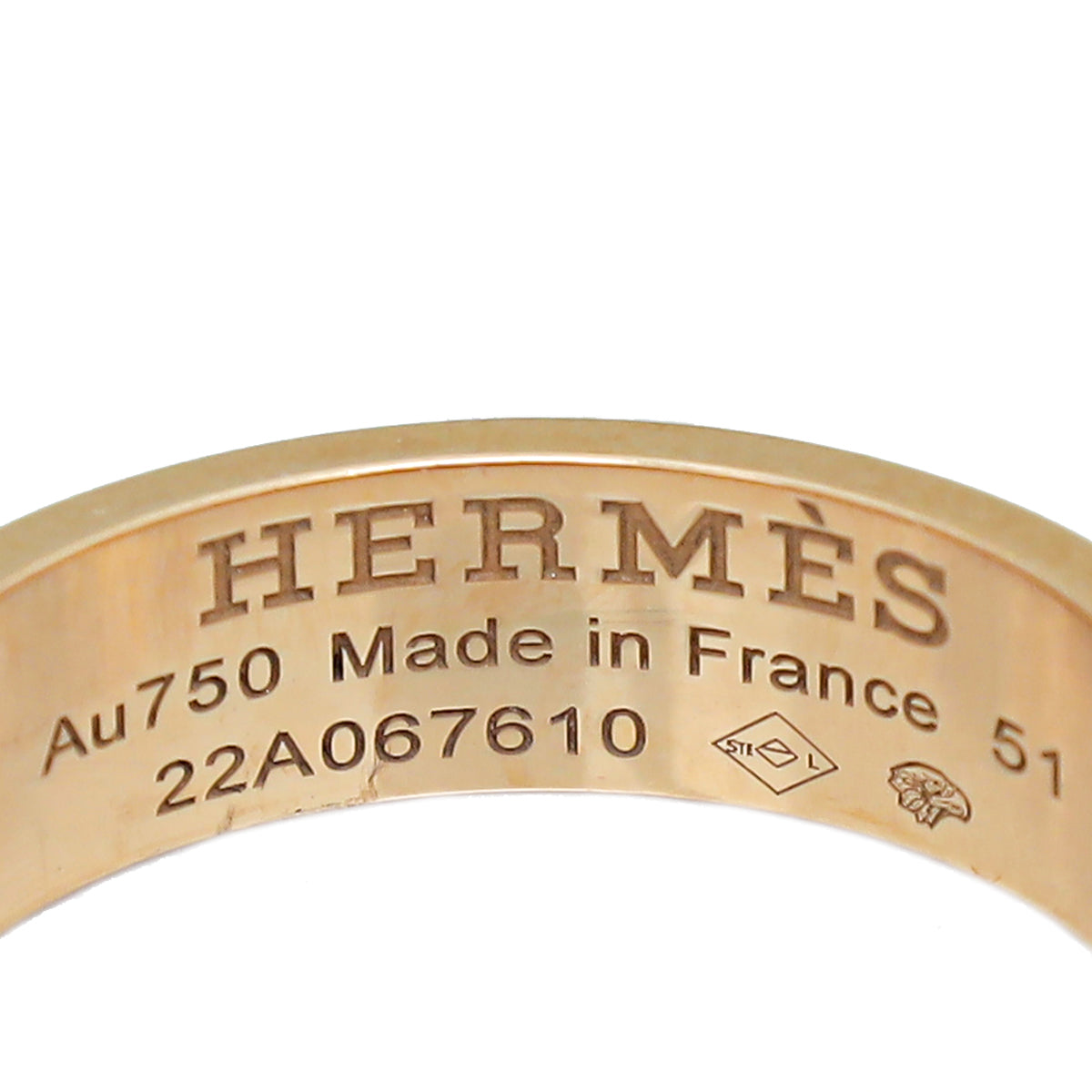 Hermes 18K Rose Gold Diamond Collier De Chien Pave Ring 51