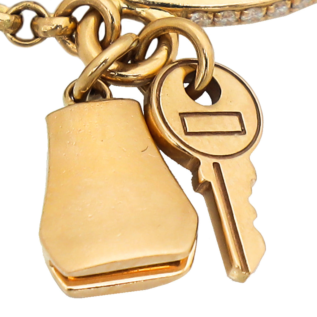Hermes 18K Rose Gold Diamond Kelly Cadenas Double Ring 53