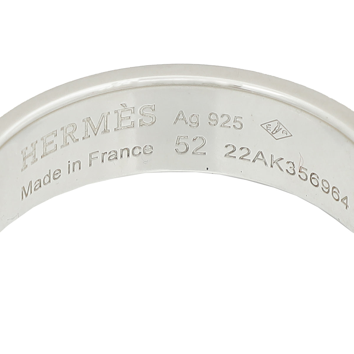 Hermes Silver Sterling Collier de Chien Small Model Ring 52
