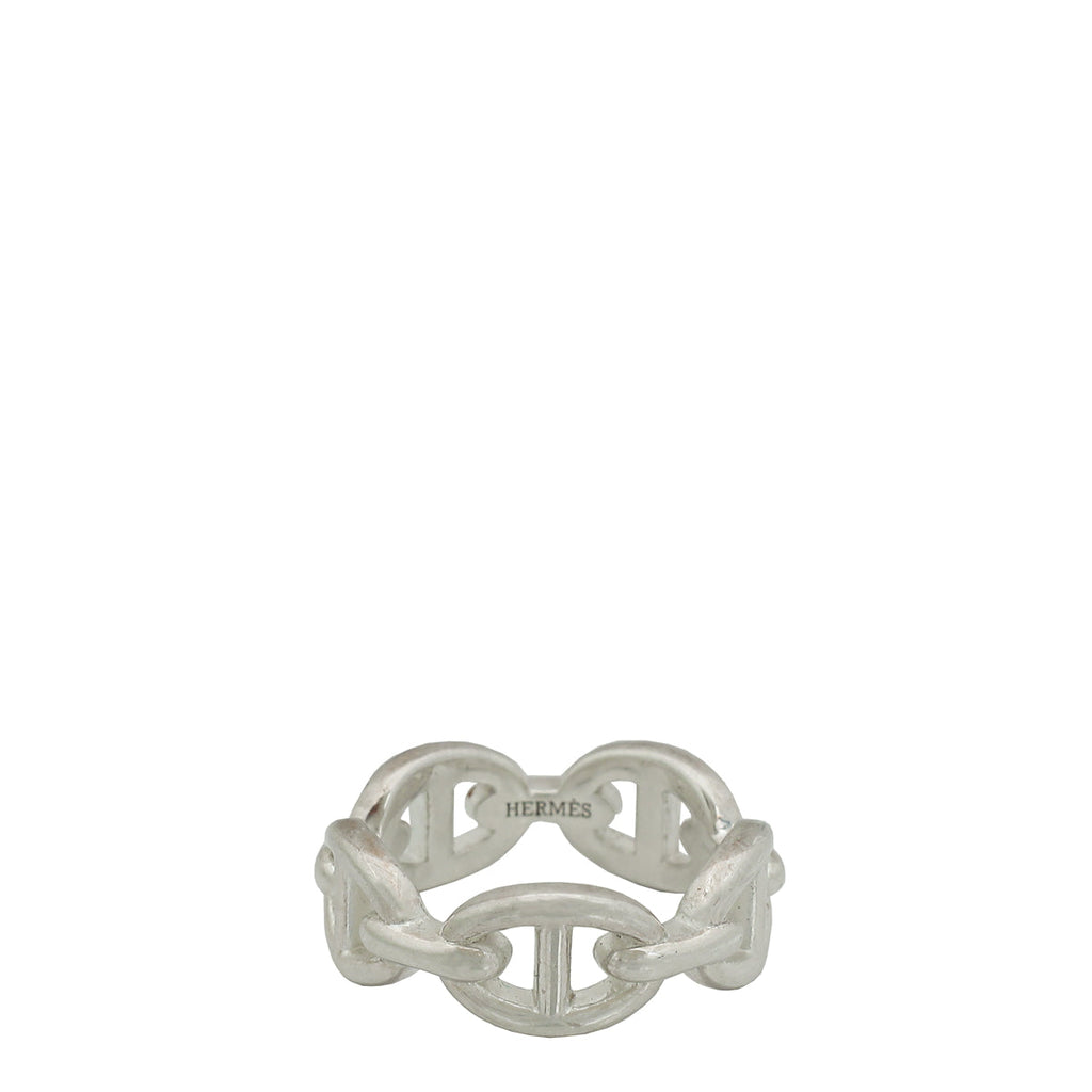 Hermes Silver Chaine d'ancre Enchainee Small Model Ring 54