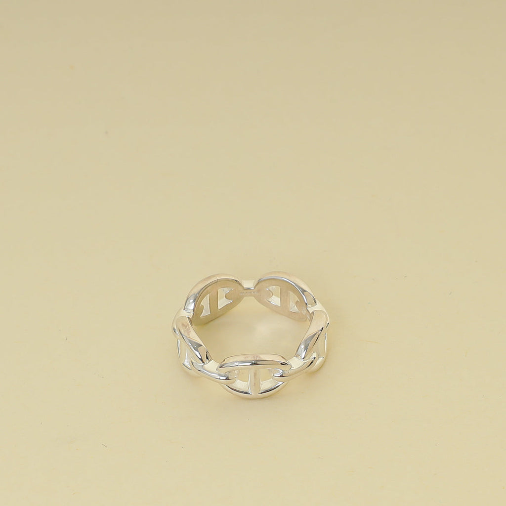 Hermes Silver Chaine d'ancre Enchainee Ring 55