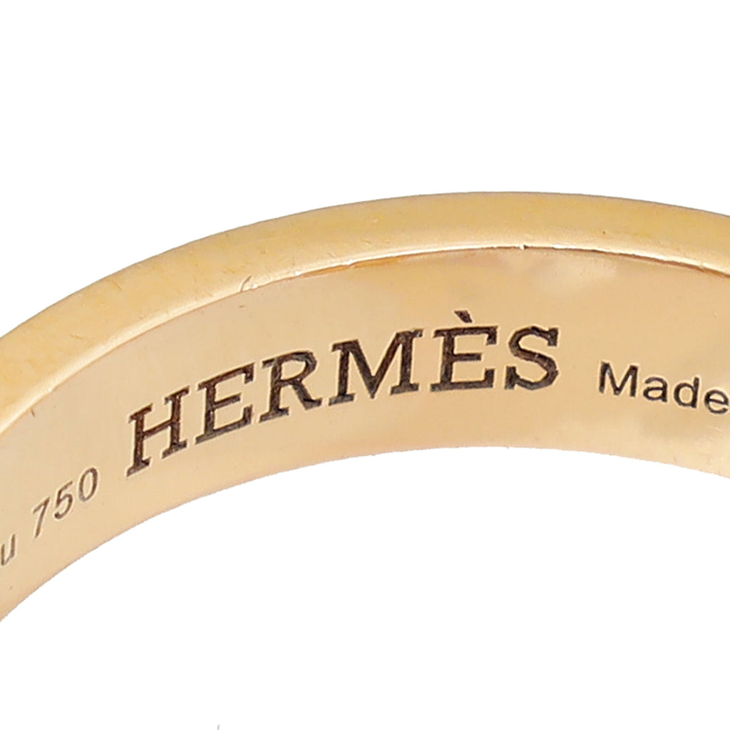 Hermes 18K Rose Gold Diamond Kelly Gavroche Ring 52