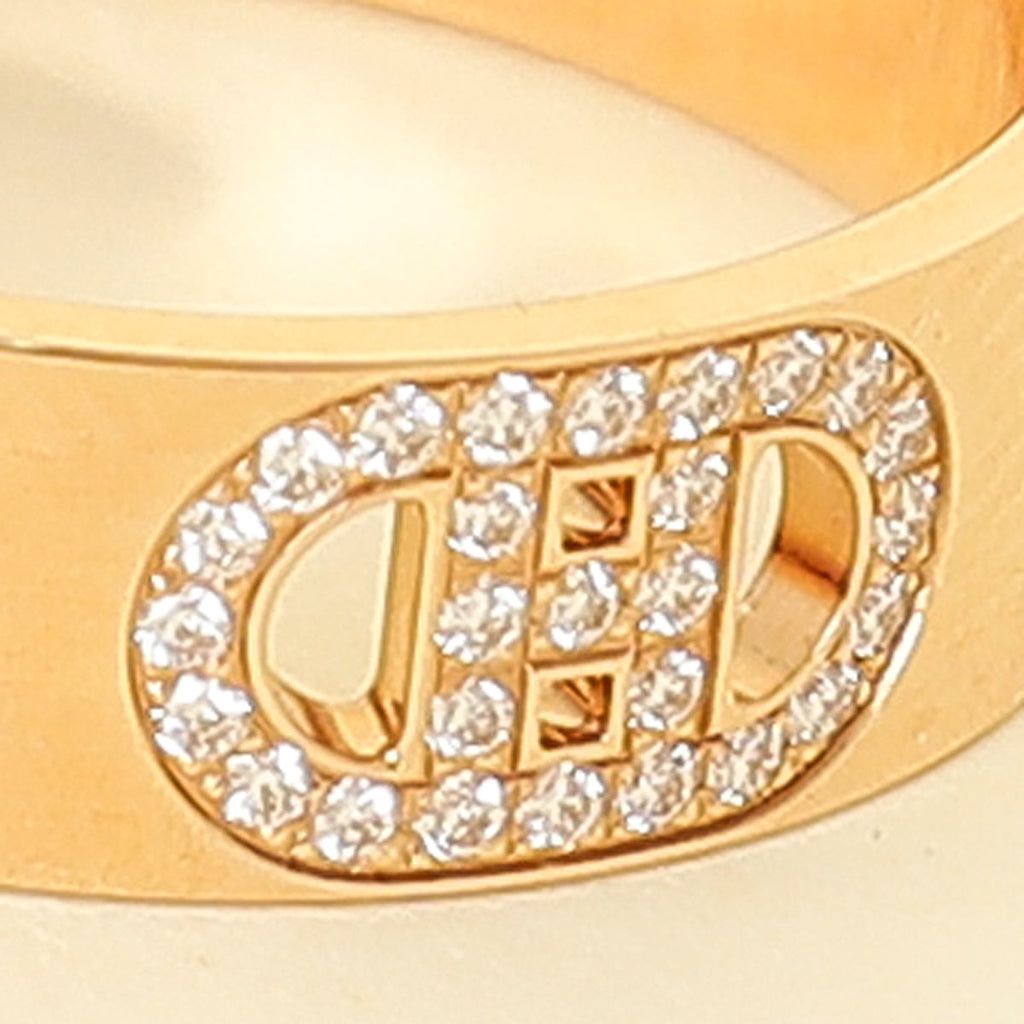 Hermes 18K Pink Gold Diamond H d'Ancre Ring Small Model 54