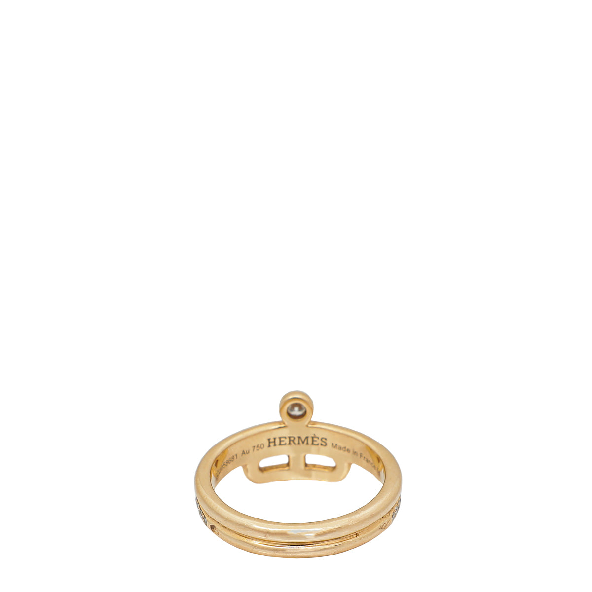 Hermes 18K Rose Gold Diamond Link D'Hermes Ring 53