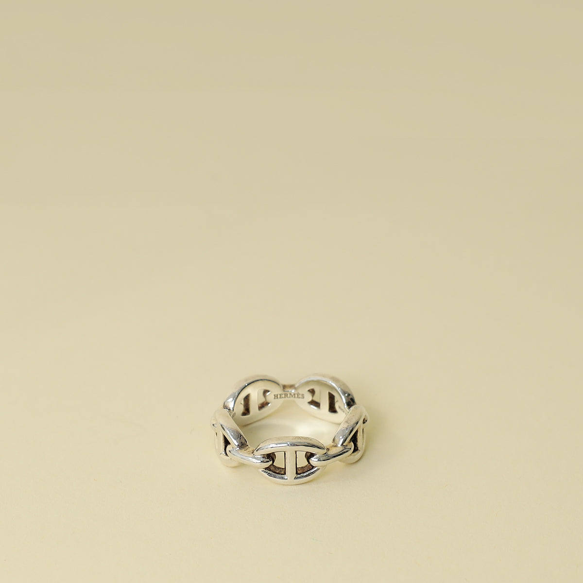 Hermes Silver Chaine d'ancre Enchainee Ring, Small Model 53