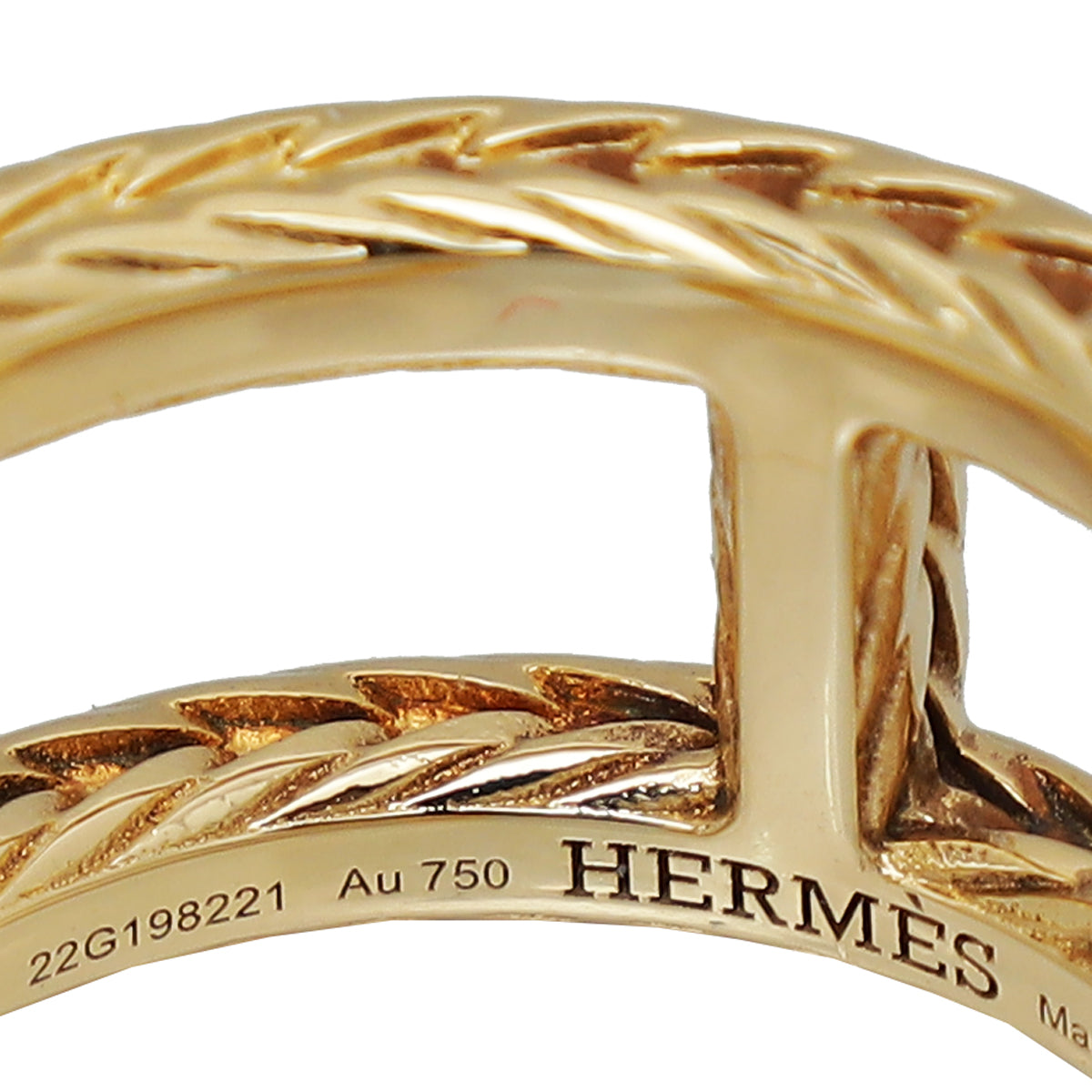 Hermes 18K Yellow Gold Chaine d'ancre Danae Small Model Ring 52