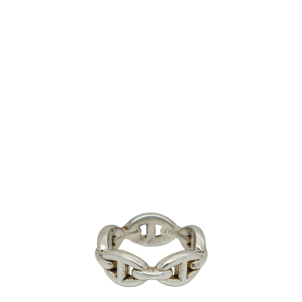Hermes Silver Chaine D'ancre Enchainee Small Model Ring 52