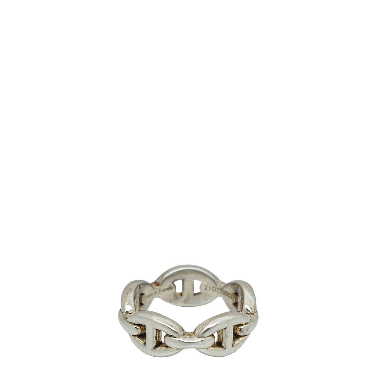 Hermes Silver Chaine D'ancre Enchainee Small Model Ring 52
