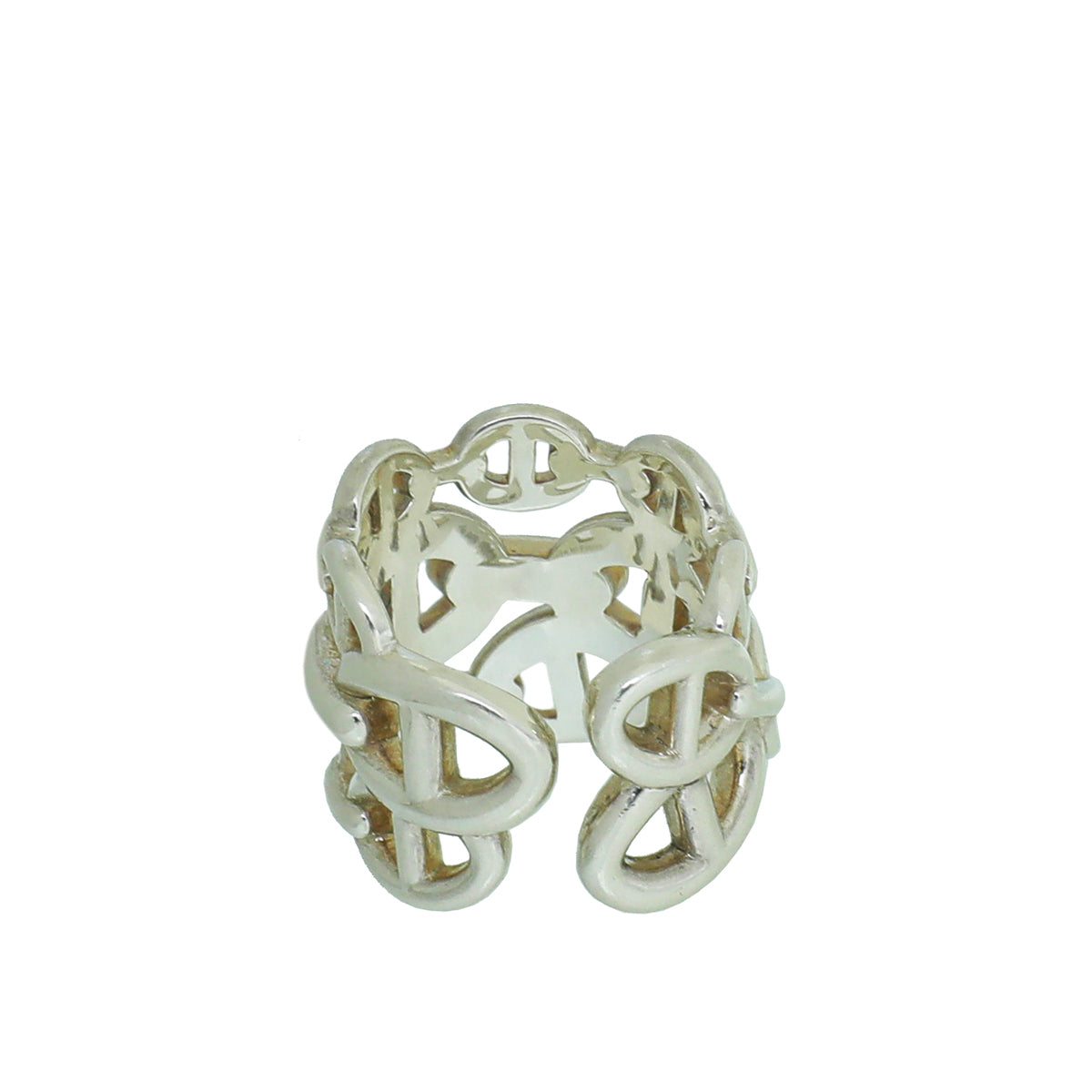 Hermes Silver Chaine D'ancre Enchainee Large Model Ring 52