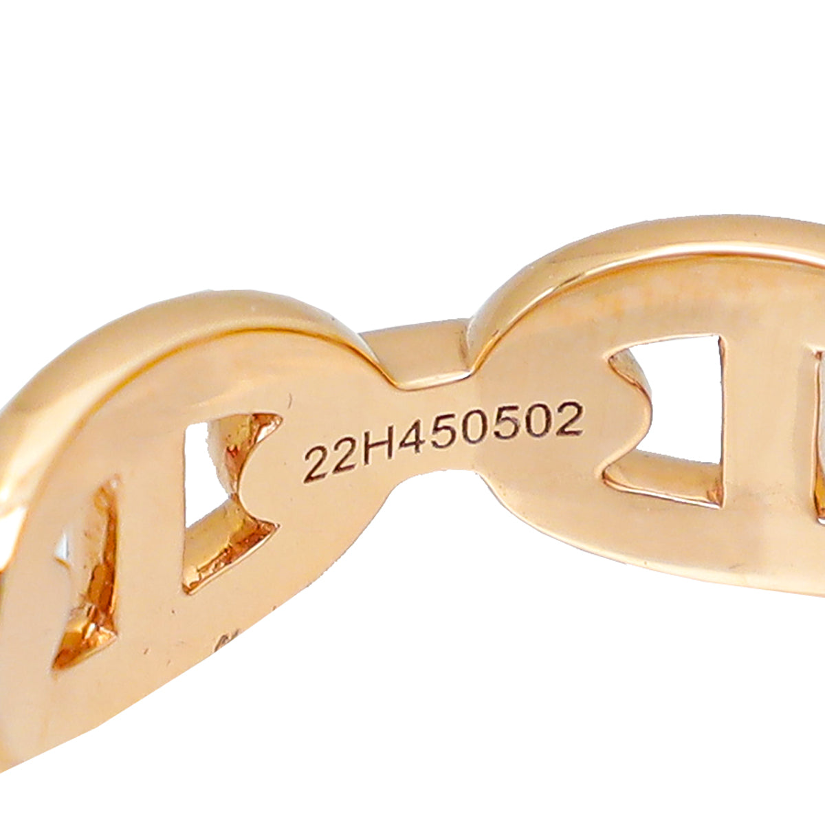 Hermes 18K Rose Gold Chaine D'ancre Enchainee Small Model Ring 53