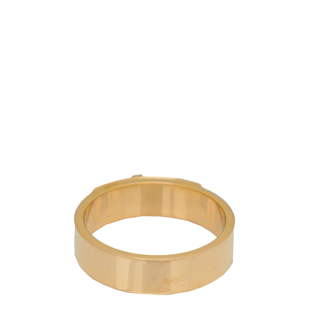 Hermes 18K Rose Gold 4 Diamond Kelly Small Model Ring 54