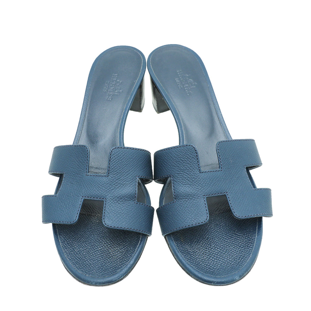 Hermes Navy Blue Epsom Oasis Sandal 36.5