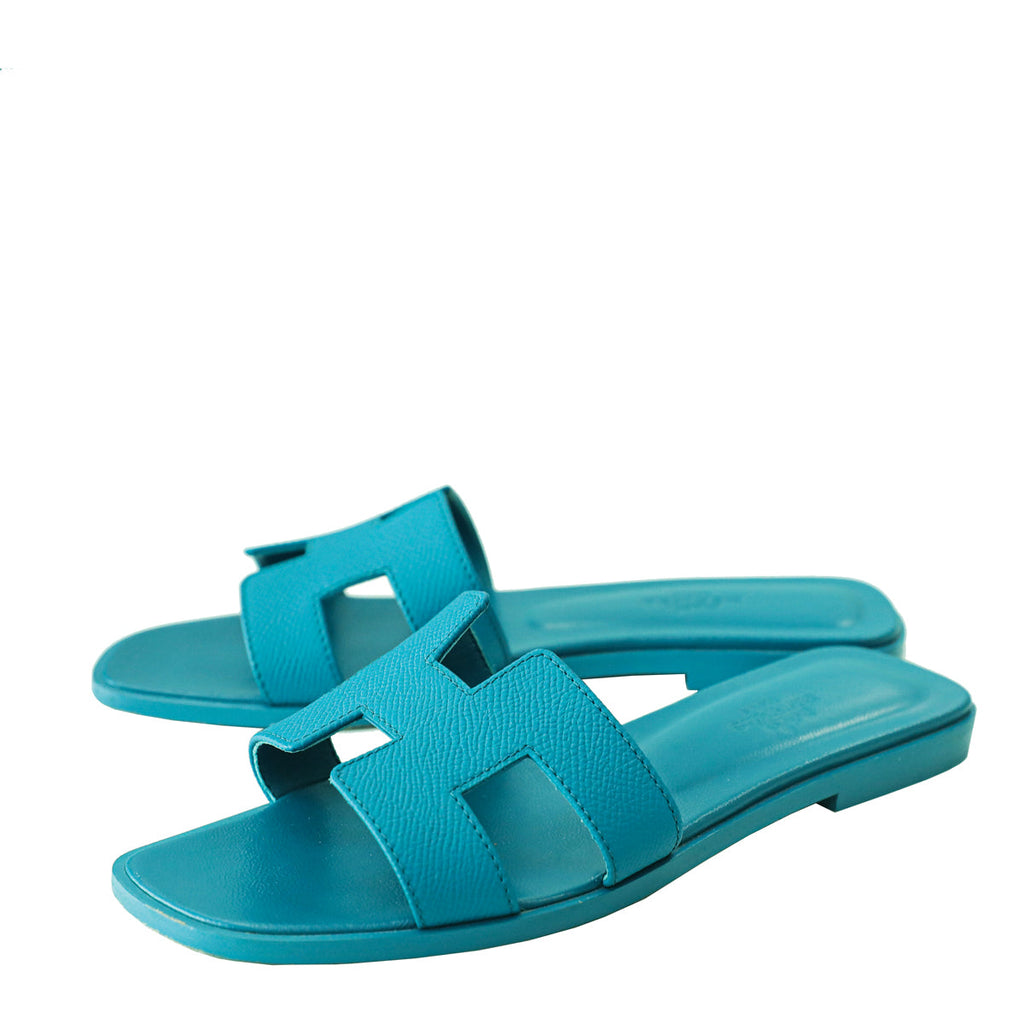 Hermes Blue Izmir Oran Epsom Sandals
