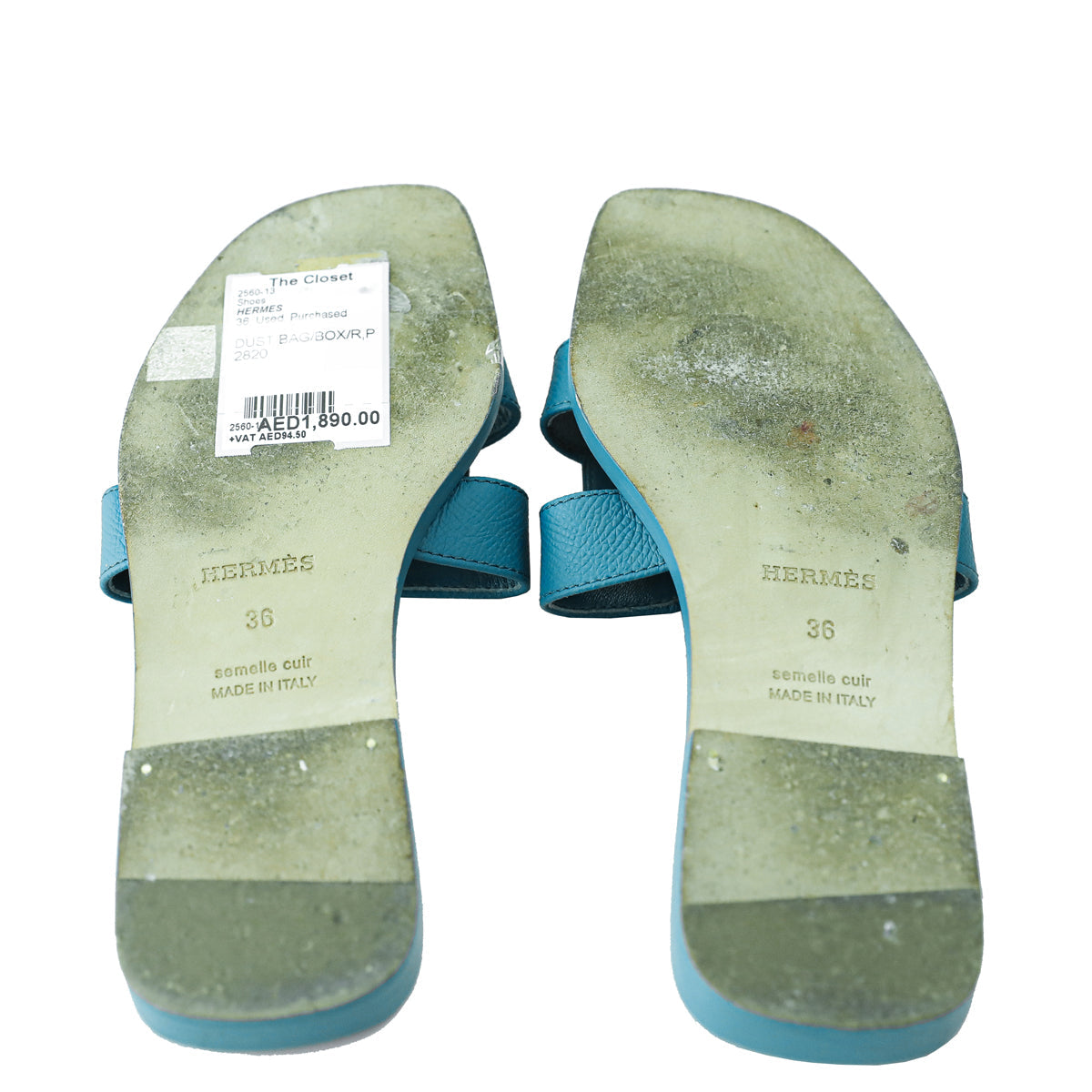 Hermes Blue Izmir Oran Epsom Sandals