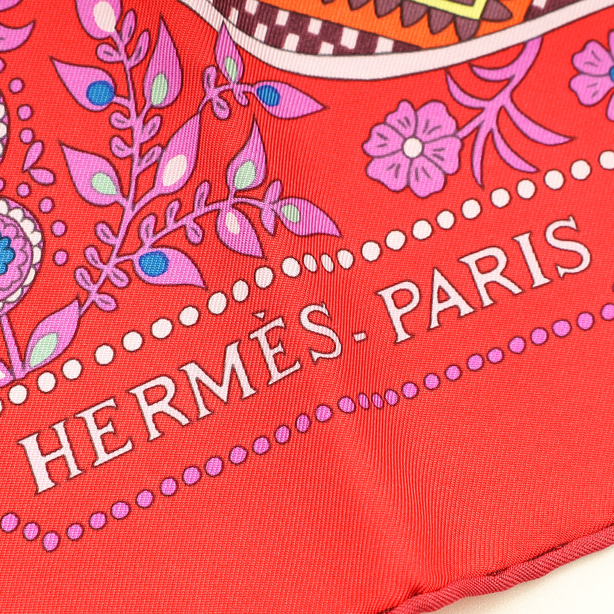 Hermes Rouge Multicolor L'arbre de Vie Shawl Scarf 90