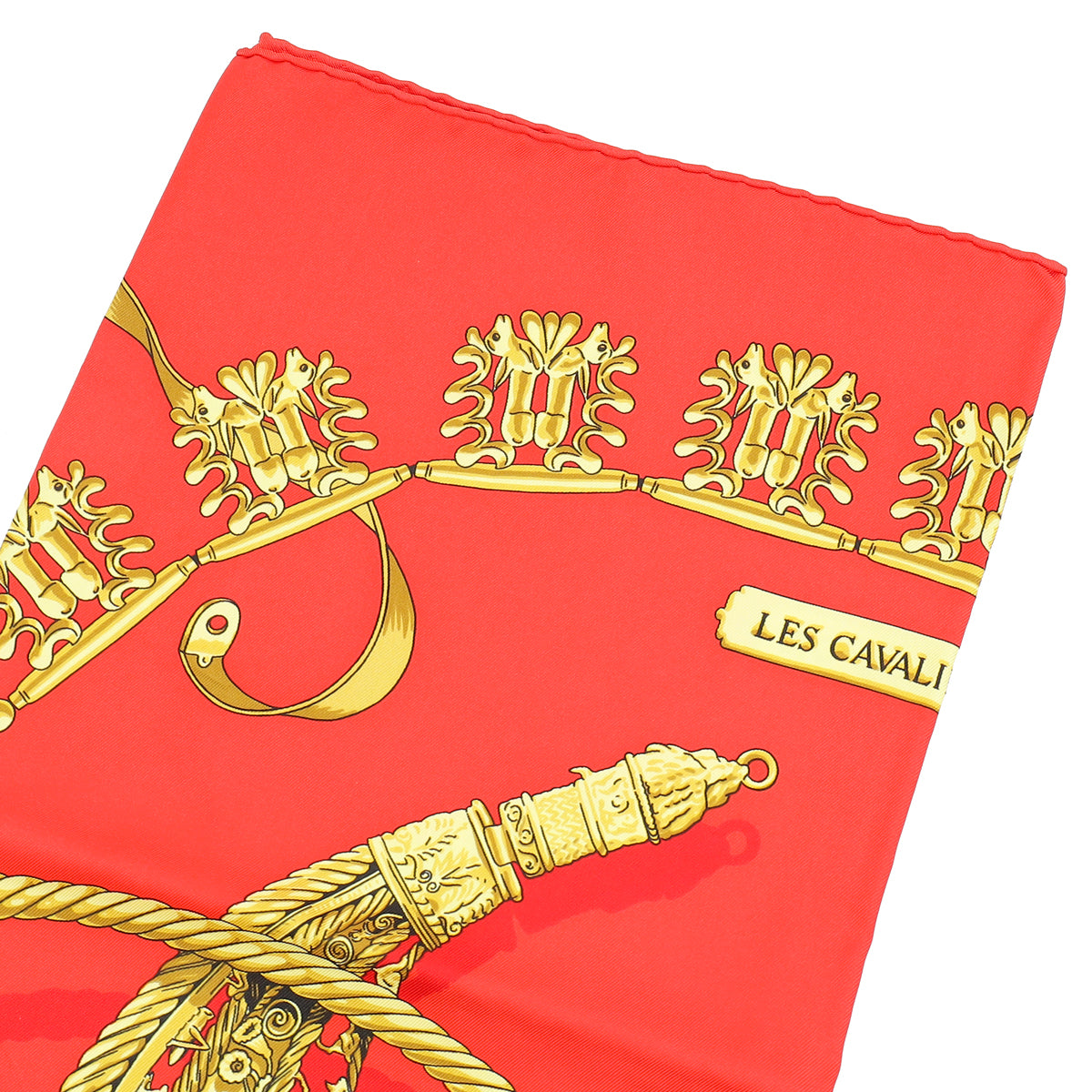 Hermes Rouge Multicolor Rybal "Les Cavaliers d'Or Silk Scarf 90