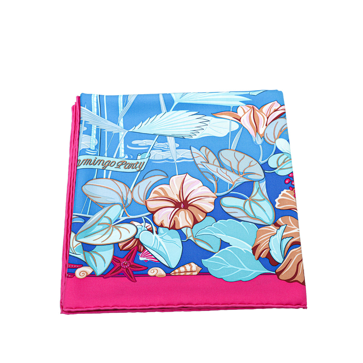 Hermes Multicolor Flamingo Party Silk Scarf