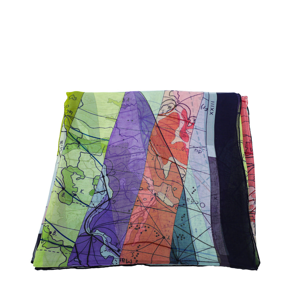Hermes Multicolor Le Monde Est Vaste Silk Scarf
