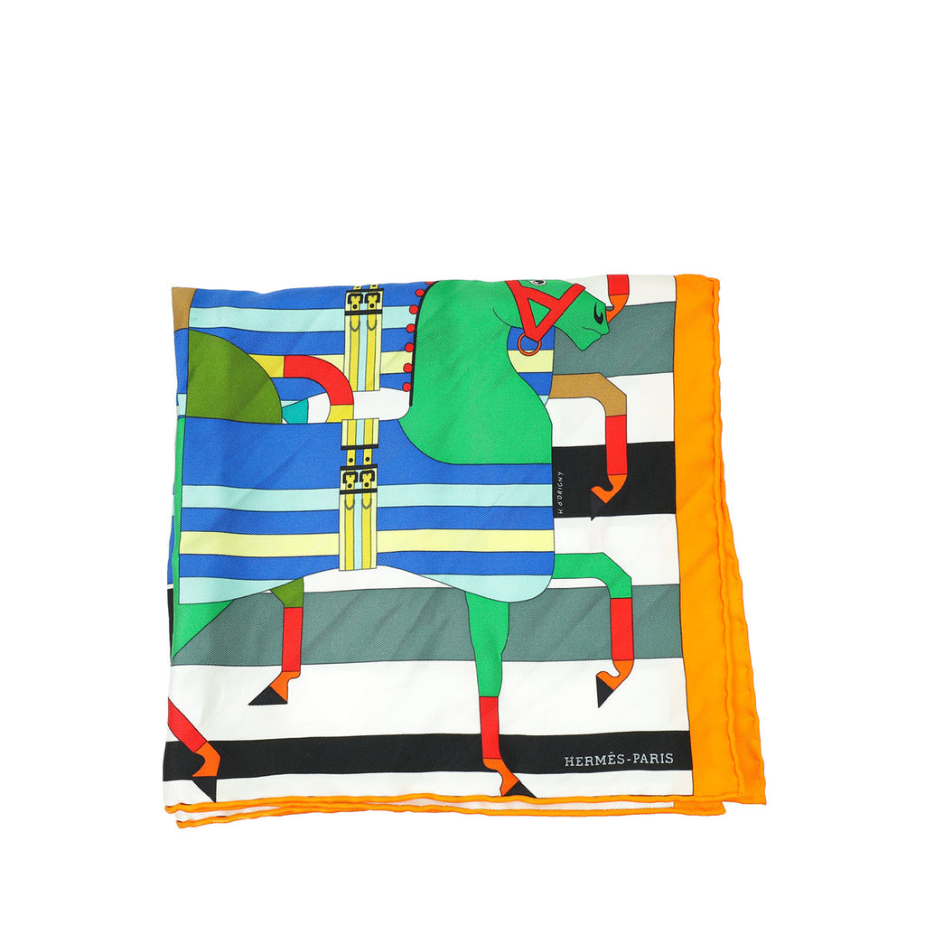 Hermes Multicolor D'Henri D'Origny Rocabar Silk Scarf