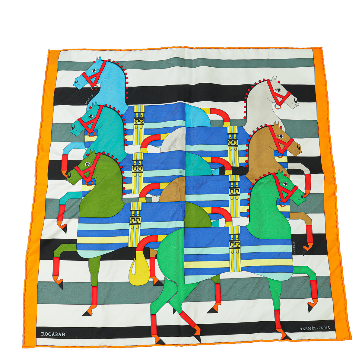 Hermes Multicolor D'Henri D'Origny Rocabar Silk Scarf