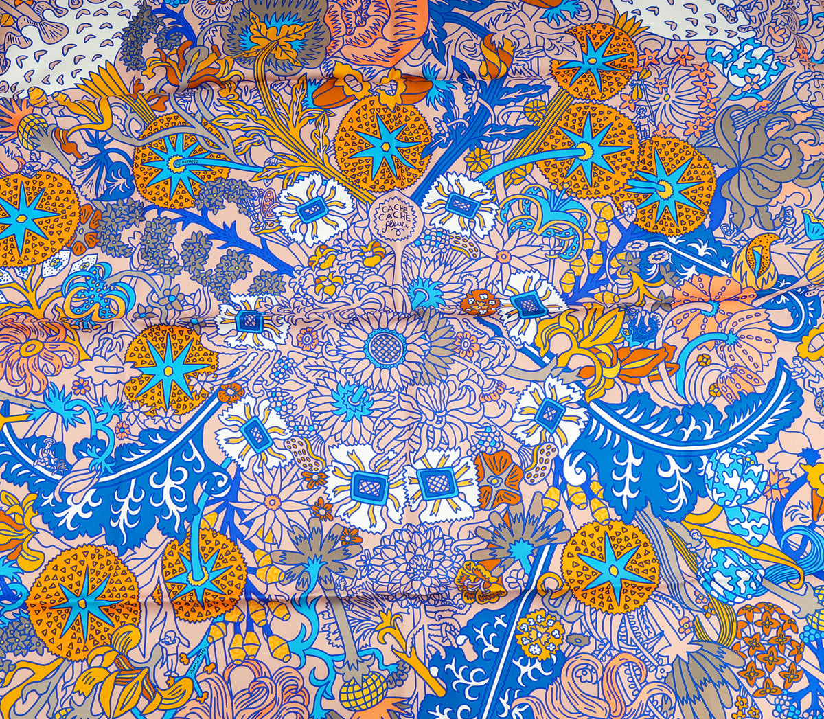 Hermes Muticolor Cache Cache Fleuri Silk Scarf 90