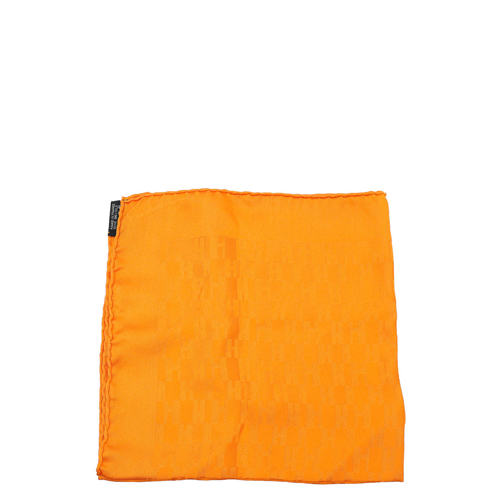 Hermes Orange H Logo Silk Square Scarf