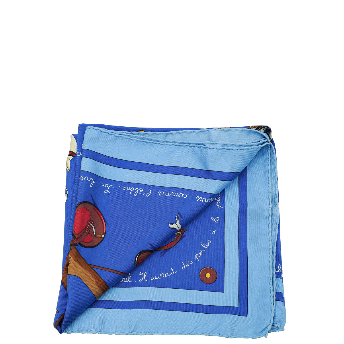 Hermes Blue Multicolor Raconte Moi Le Cheval Silk Scarf