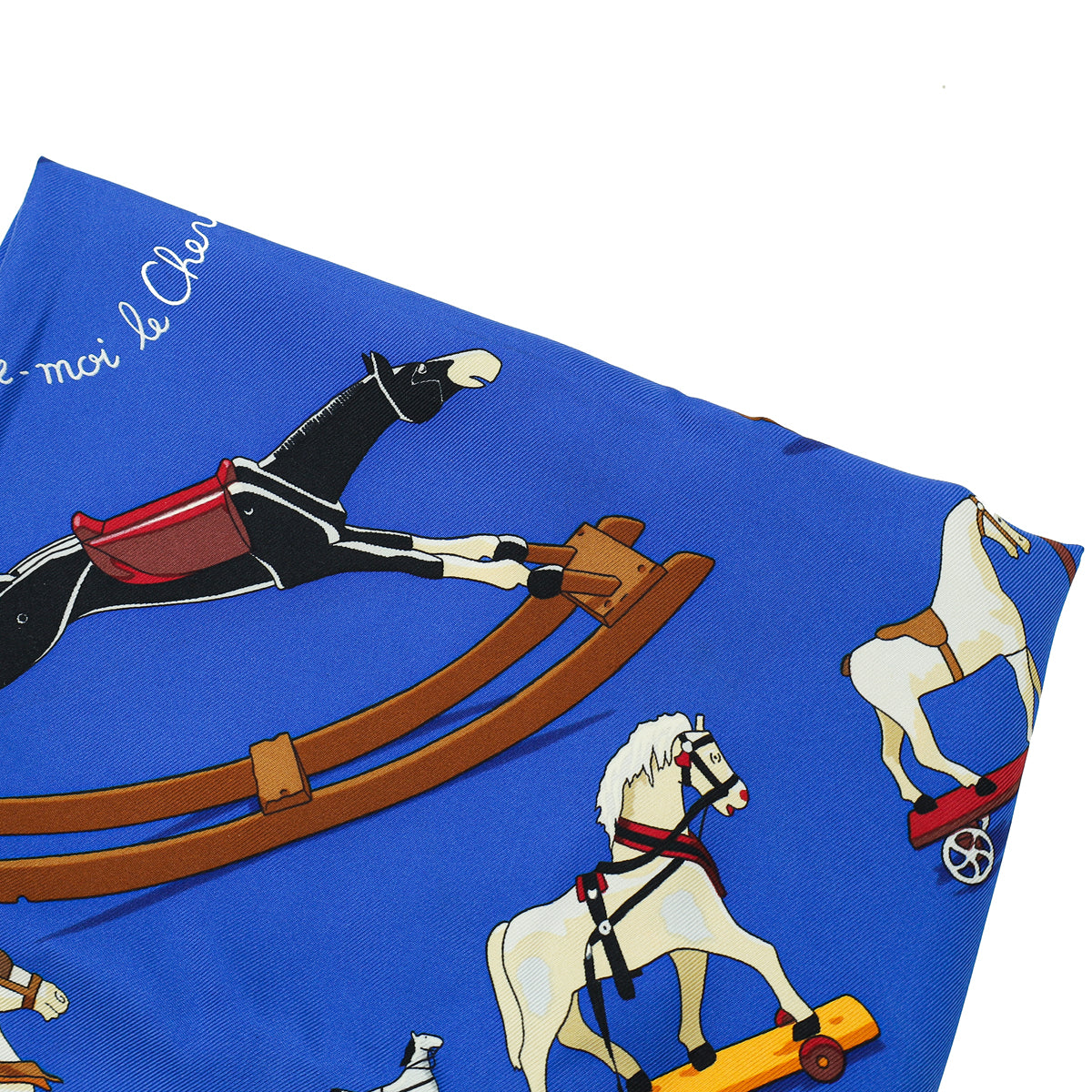 Hermes Blue Multicolor Raconte Moi Le Cheval Silk Scarf