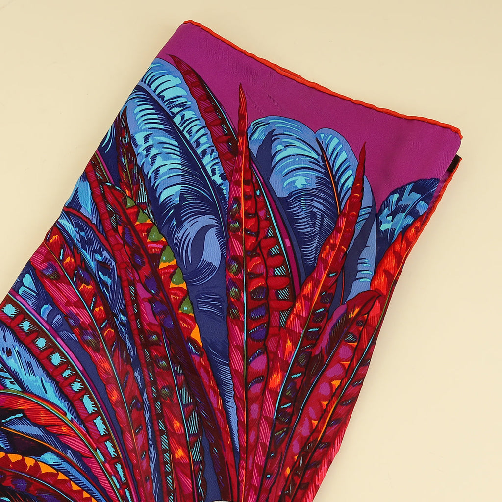 Hermes Purple Multicolor Mexique by Caty Latham Scarf 90