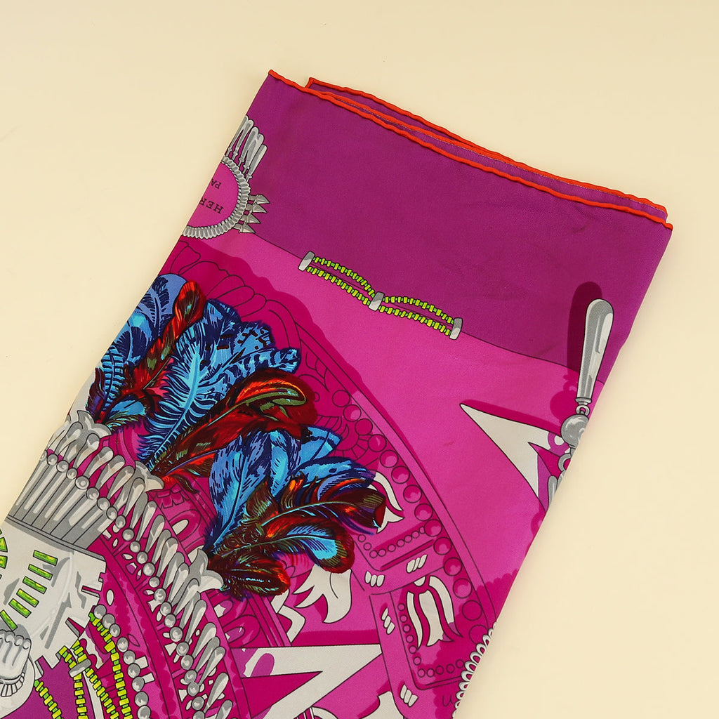 Hermes Purple Multicolor Mexique by Caty Latham Scarf 90