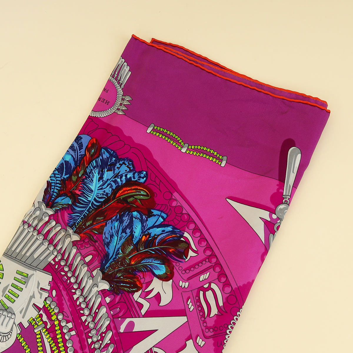 Hermes Purple Multicolor Mexique by Caty Latham Scarf 90
