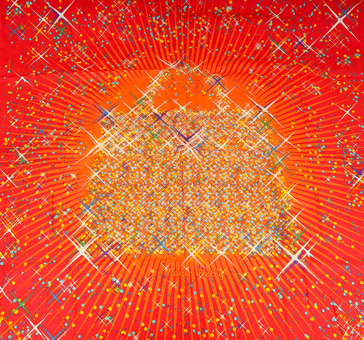 Hermes Multicolor Magic Kelly Scarf 90