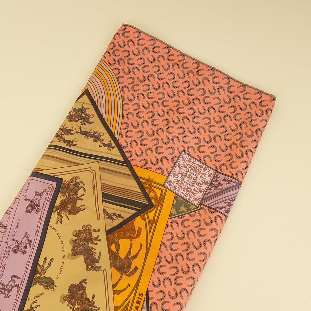 Hermes Rose Multicolor A Cheval Sur Mon Carre Scarf 90
