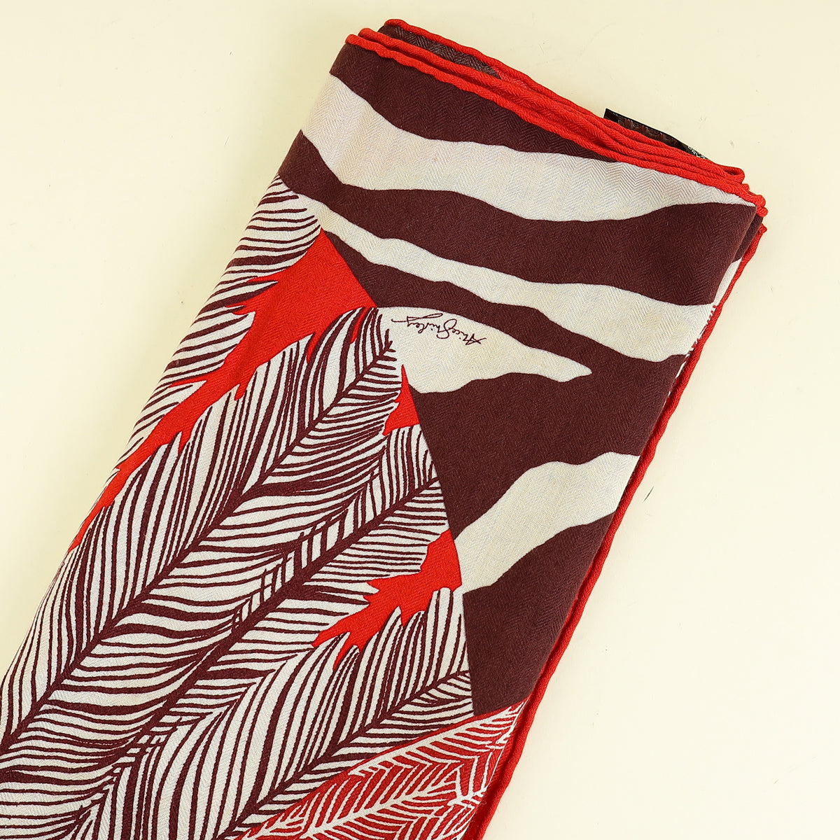 Hermes Red Multicolor "Zebra Pegasus" by Alice Shirly Shawl