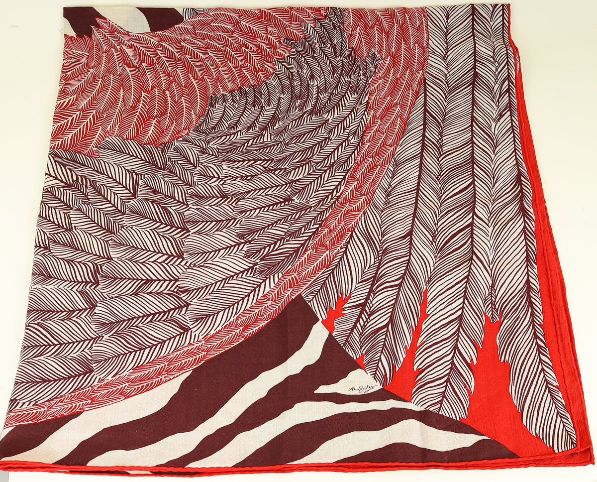 Hermes Red Multicolor "Zebra Pegasus" by Alice Shirly Shawl