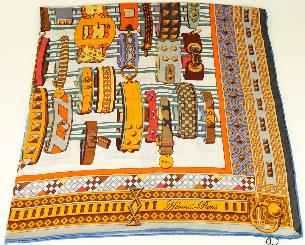 Hermes Multicolor "Colliers de Chiens" Cashmere Silk Shawl