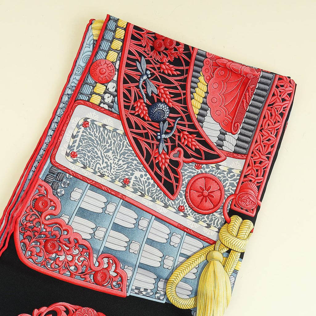 Hermes Multicolor "Parures de Samourais' Silk Scarf