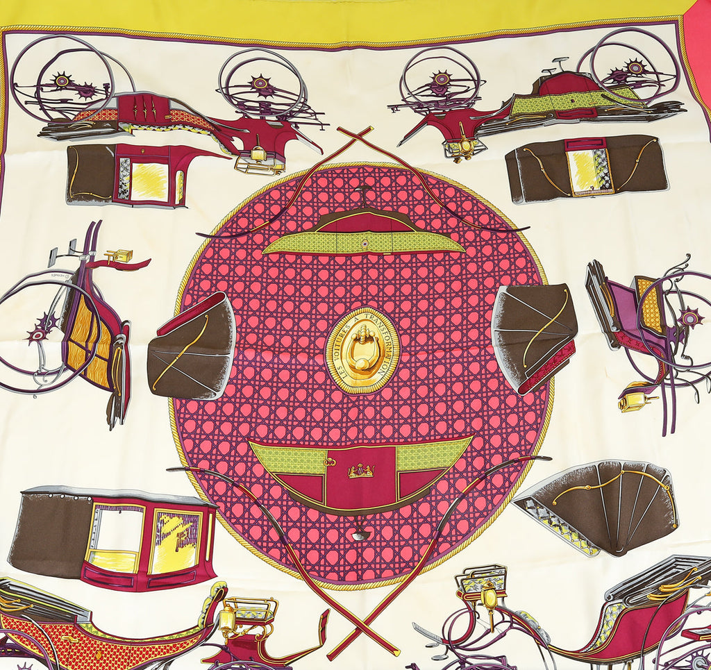 Hermes Multicolor "Les Voitures A Transformation" Silk Scarf