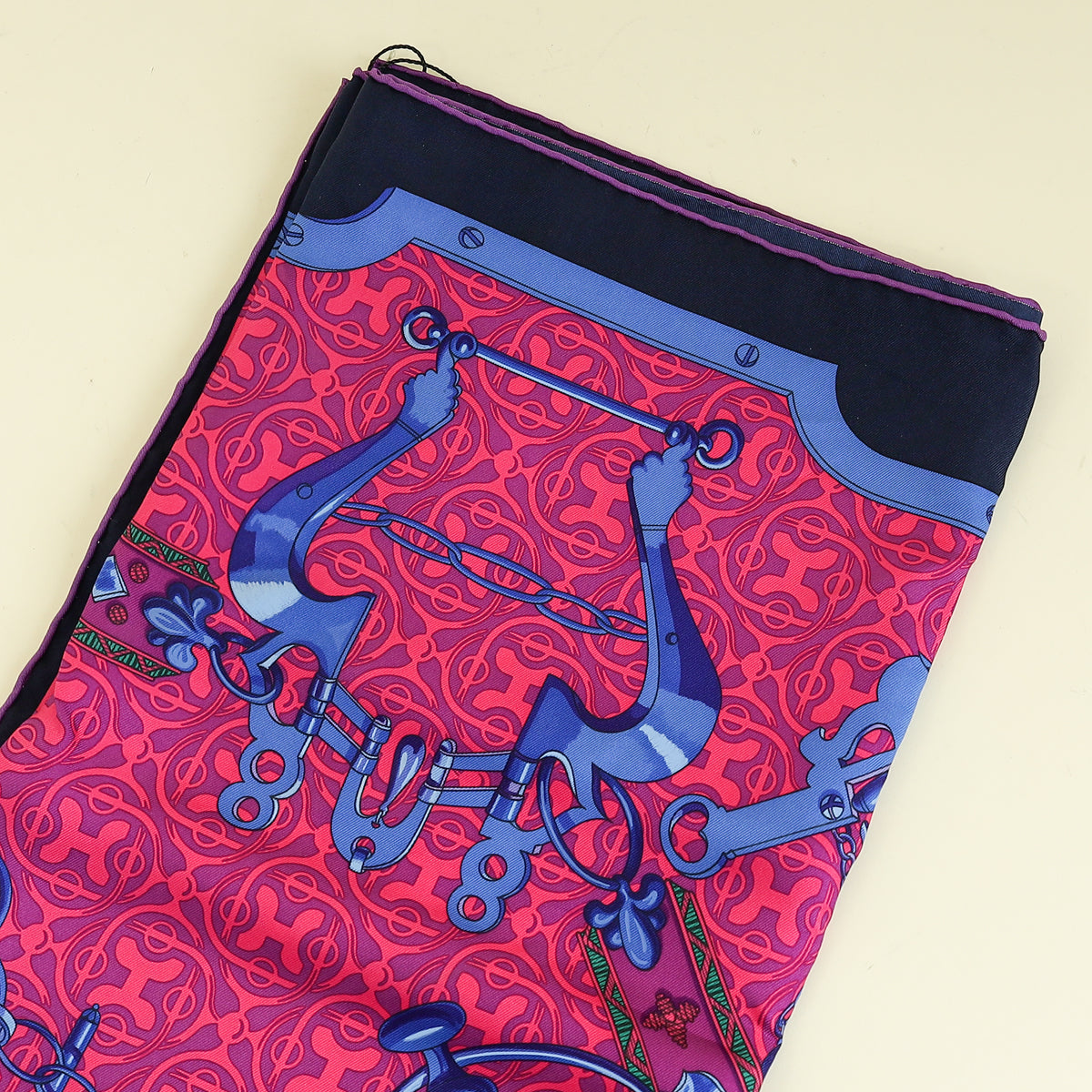 Hermes Fuchsia Multicolor "Mors Gourmettes" Silk Scarf