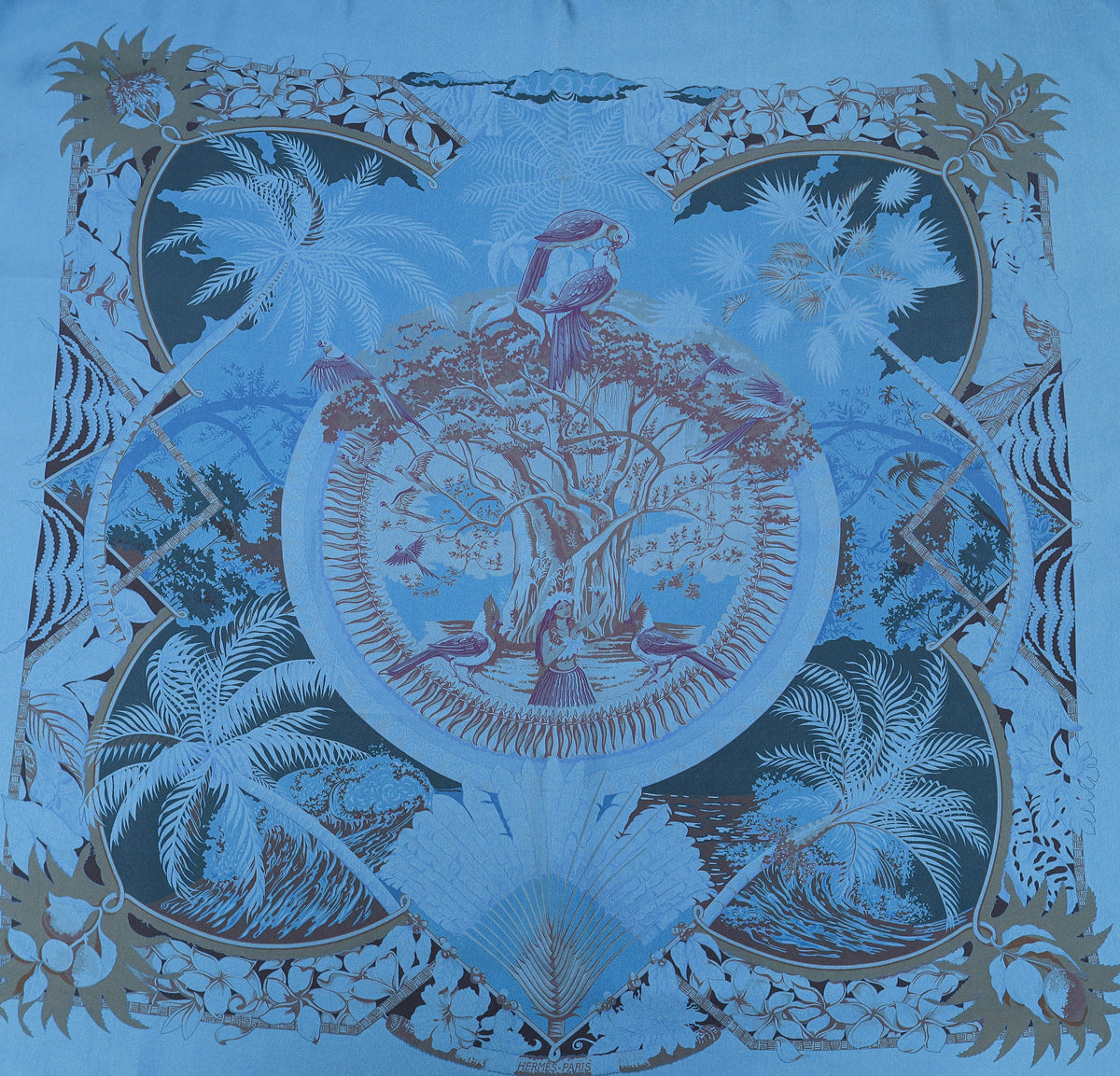 Hermes Blue Jean Surteint Aloha Scarf