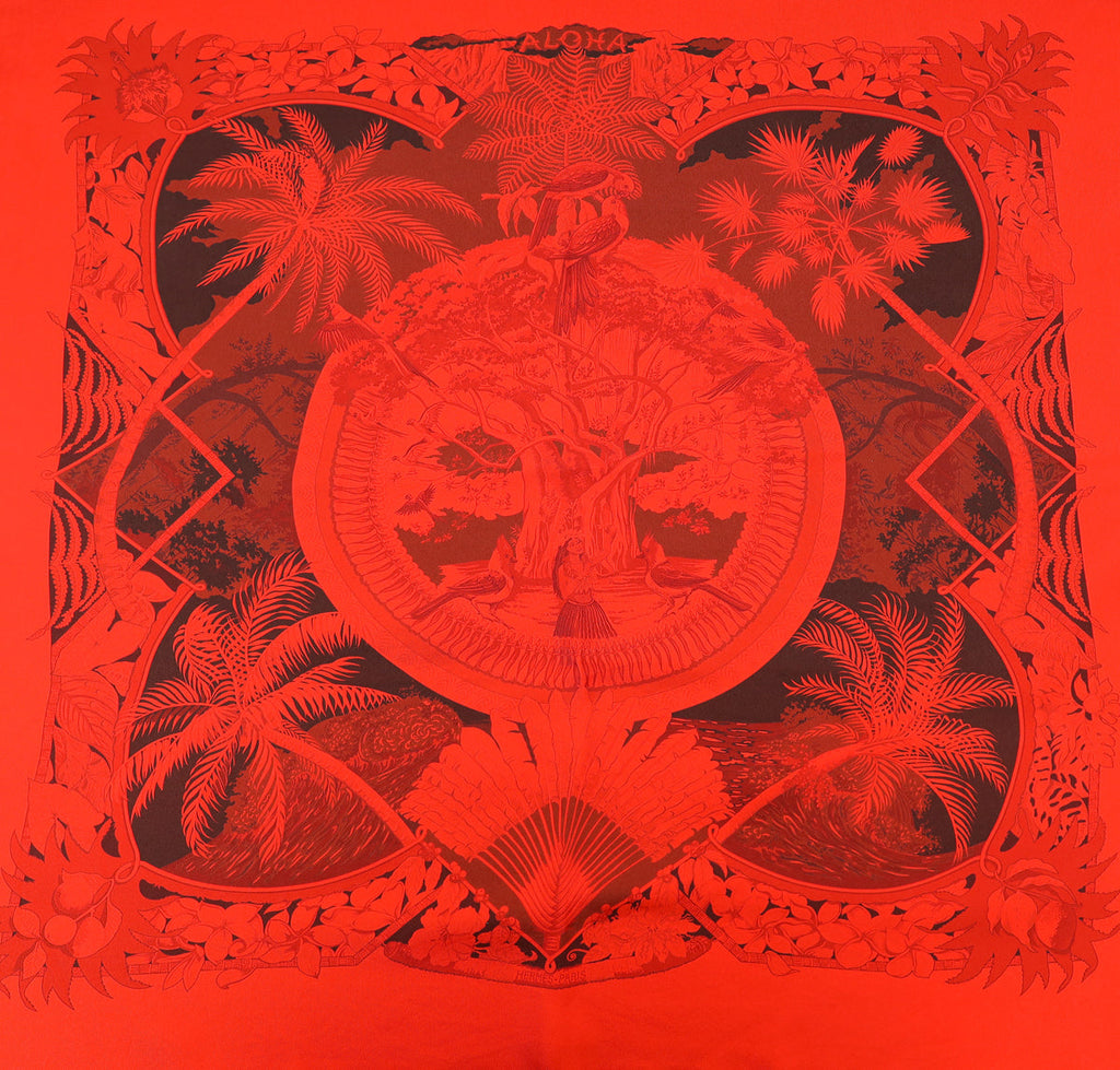 Hermes Rouge Vif Surteint Aloha Scarf