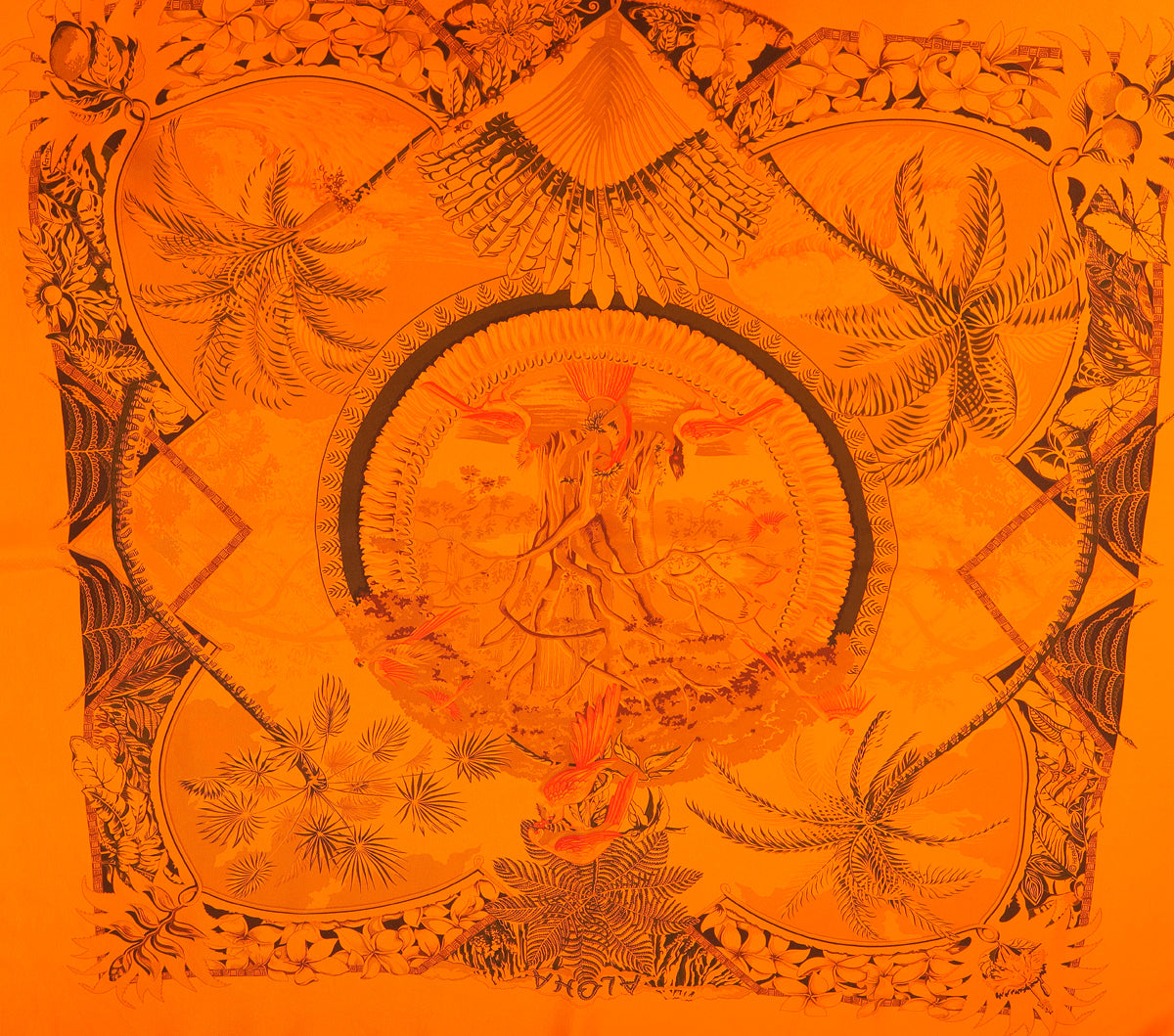 Hermes Orange Vif Surteint Aloha Scarf